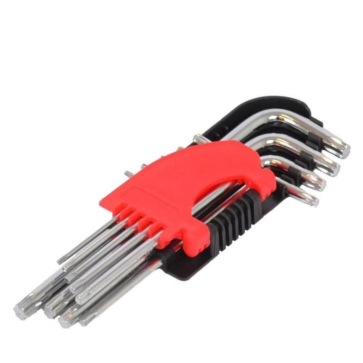 Set extra lange haakse torx sleutels, 9 stuks in kunststof, Doe-het-zelf en Verbouw, Gereedschapskisten, Ophalen of Verzenden