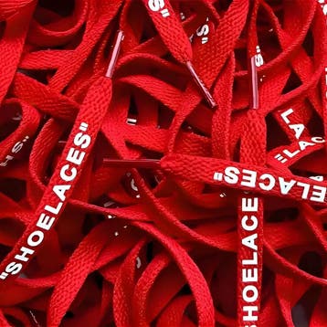 Off-White veters - Rood • 100 120 140 160  cm x 8 mm, Ophalen of Verzenden, Nieuw