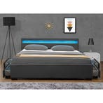 Gestoffeerd bed Lyon - 140 x 200 cm - Donkergrijs - LED Verl, Huis en Inrichting, Verzenden, Nieuw