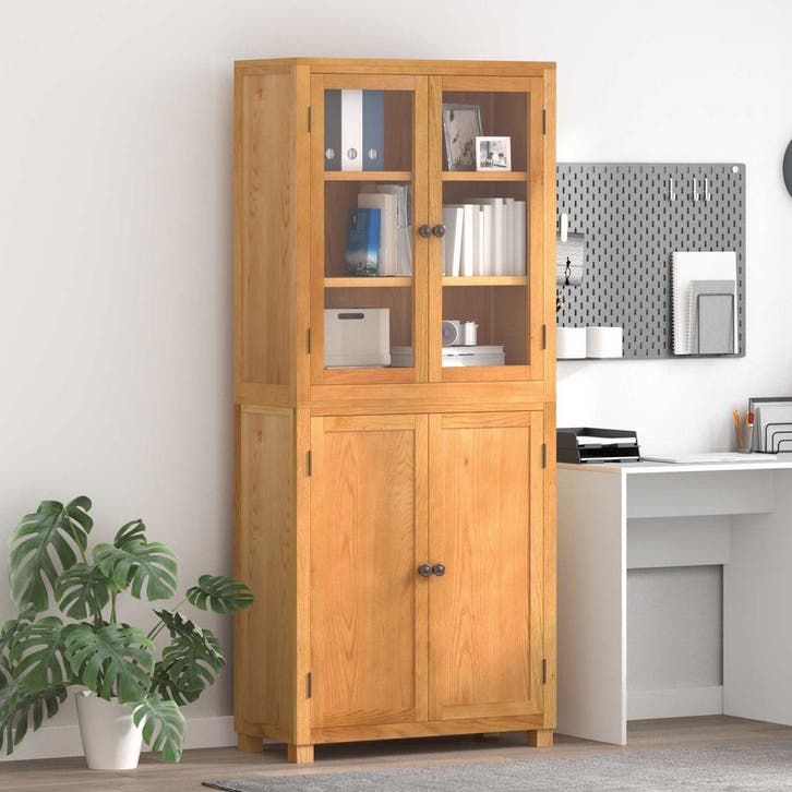 vidaXL Opslagmeubel Set met plank 2 st Naturel Massief, Huis en Inrichting, Kasten | Overige, Nieuw, Verzenden