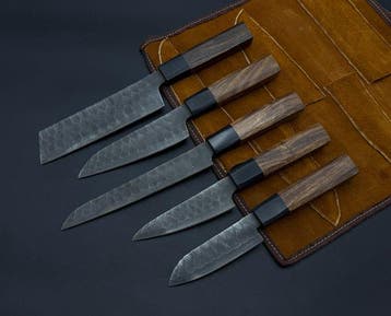 Japanese Style Kitchen Knife SET With Leather BAG Included -