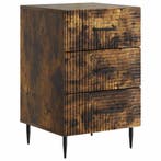 vidaXL Nachtkastje Gerookt eiken 43 x 41 x 66,5 cm Bewerkt, Minder dan 45 cm, Verzenden, Nieuw, 55 tot 70 cm