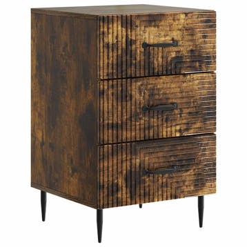 vidaXL Nachtkastje Gerookt eiken 43 x 41 x 66,5 cm Bewerkt, Minder dan 45 cm, Verzenden, Nieuw, 55 tot 70 cm