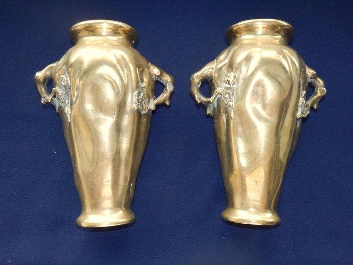 2 zware Art nouveau bronzen vazen - Vaas - Brons, Antiek en Kunst, Curiosa en Brocante