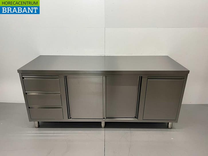 RVS Werkkast Kast Werktafel 2 schuifdeuren en 3 laden en, Zakelijke goederen, Horeca | Keukenapparatuur, Nieuw in verpakking, Ophalen of Verzenden