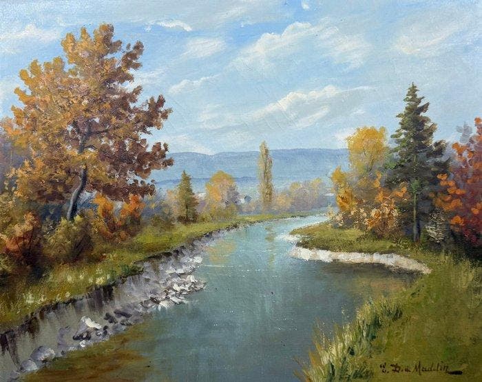 Eugène Devaud de Madelin (1906–1992) - Autumn River, Antiek en Kunst, Kunst | Schilderijen | Klassiek