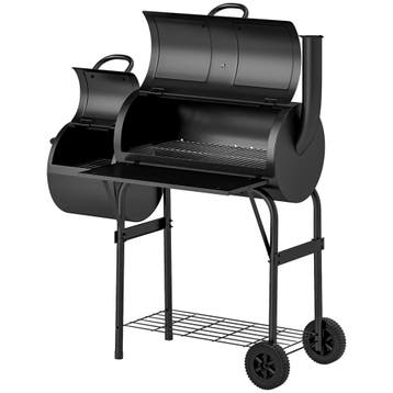 TRUUSK Stalen Houtskoolgrill BBQ Roker - Met Thermometer en, Verzenden
