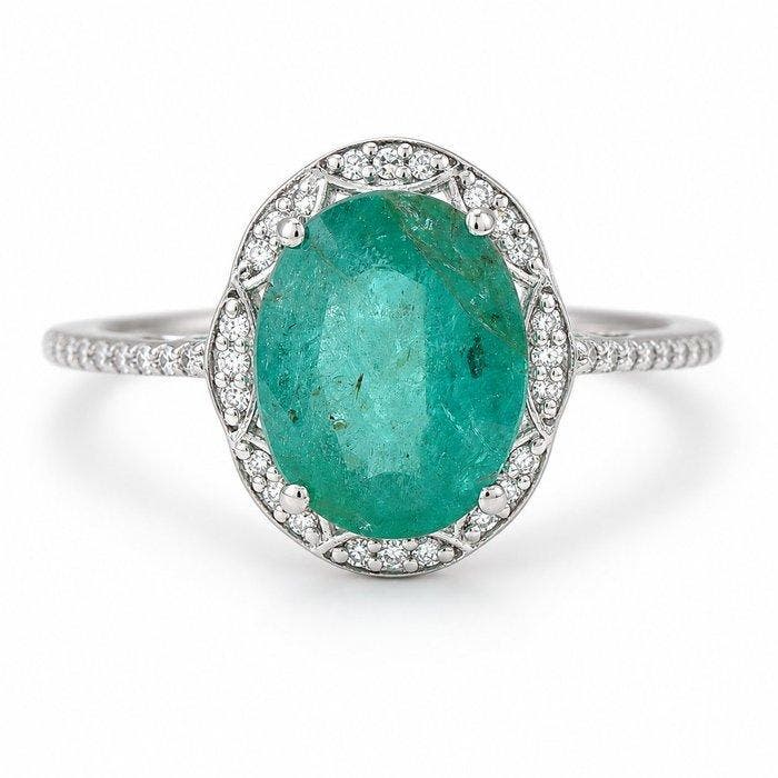 Zonder minimumprijs - Ring Platina - 2.41ct. tw. Smaragd -, Sieraden, Tassen en Uiterlijk, Ringen