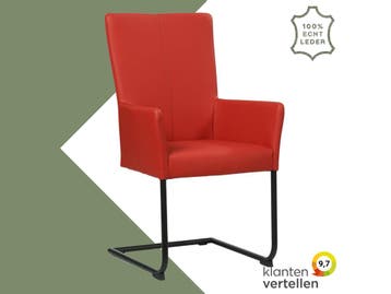 Leren eetkamerstoel Dry met armleuning - Toledo Ducati, Nieuw, Leer, Ophalen of Verzenden, Rood