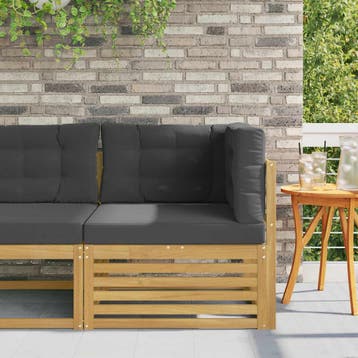 vidaXL Buiten Hoek Sofa Massief Acaciahout Wit, Verzenden, Nieuw