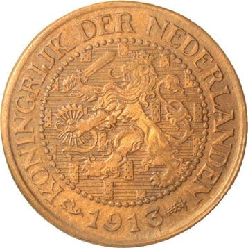 Nederland. Wilhelmina. Misslag 2 1/2 cent 1913 dik