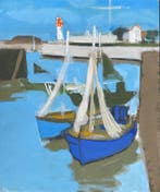 Yves Ganne (1931-2019) - Le phare et voiliers. (Vendu sans, Antiek en Kunst