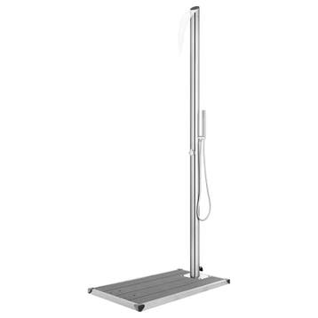 vidaXL Buitendouche met grijze basis 225 cm roestvrij staal, Verzenden, Nieuw