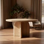 Tafel Rond Eikenhout  Slot Onderstel 170ø, Huis en Inrichting, Tafels | Eettafels, Nieuw