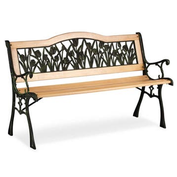 Tuinbank Hout IJzer | 123,5cm | Nieuw | Scherpe Prijs, Ophalen of Verzenden, Nieuw, Hout, Inklapbaar