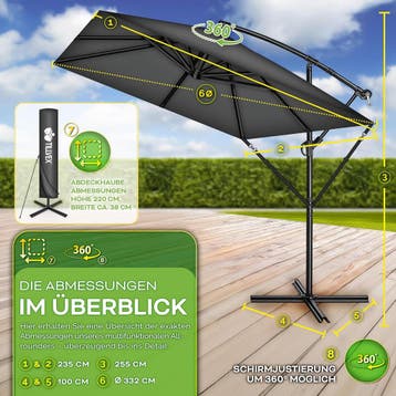 Zweefparasol - Tuinparasol - Parasol 235 cm - Met voet - Met, Verzenden, Zo goed als nieuw