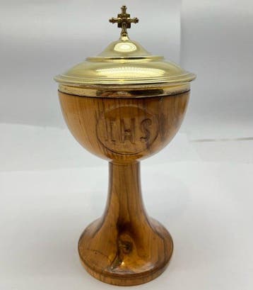 Pyxis - olijfhout, Verguld, Antiek en Kunst