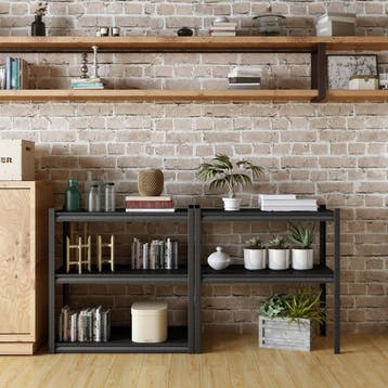 [en.casa] Keukenkast Austrheim open kast 183x90x40 cm zwart, Huis en Inrichting, Keuken | Keukenelementen, Verzenden, Nieuw