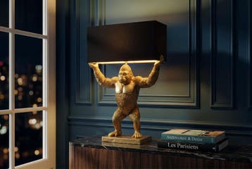 Tafellamp KING APE 65cm zwart goud - 48002, Ophalen of Verzenden, Nieuw