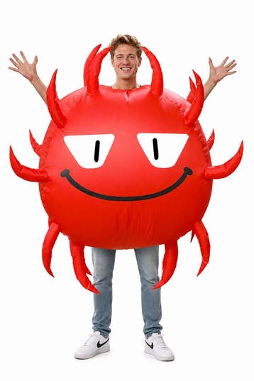 KIMU® Opblaas Kostuum Virus Opblaasbaar Pak Viruspak Mascott, Kleding | Heren, Carnaval, Nieuw, Overige maten, Ophalen of Verzenden