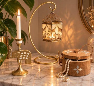Decoratief ornament (3) - India - Kandelaren en doos