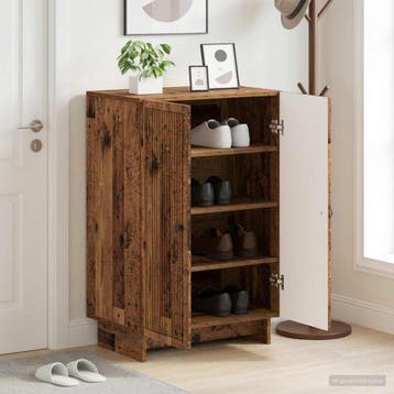 vidaXL Schoenenkast EDE 59,5 x 39,5 x 90 cm Bewerkt hout Oud, Verzenden, Nieuw