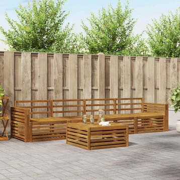 vidaXL Buiten bankenset 5 st Naturel Massief Acaciahout, Verzenden, Nieuw