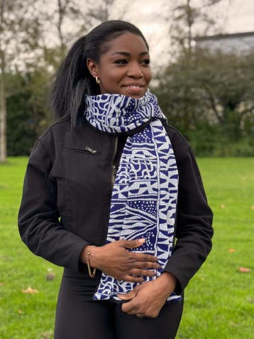 Warme Afrikaanse print sjaal Unisex - Smal model - Blauw Ndo, Kleding | Dames, Mutsen, Sjaals en Handschoenen, Ophalen of Verzenden