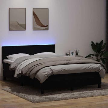 vidaXL Boxspring met matras en LED fluweel zwart 160x210 cm, Verzenden, Zwart, Stof, Nieuw