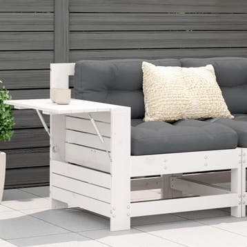 vidaXL Tuinbank met armleuning en kussen massief grenenhout, Tuin en Terras, Verzenden, Nieuw