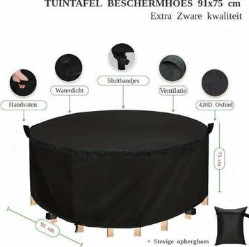 Tafelhoes 251 x 75 cm Rond Zwart, Ophalen of Verzenden, Nieuw