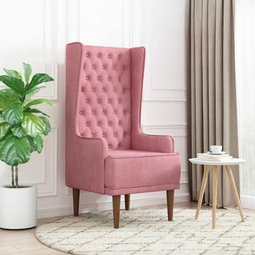 vidaXL Stoel met hoge rugleuning Roze fluweel, Verzenden, Nieuw