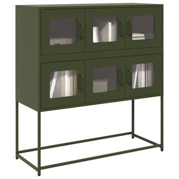 vidaXL Dressoir 100,5x39x107 cm koudgewalst staal olijfgroen, Verzenden, Nieuw, Metaal