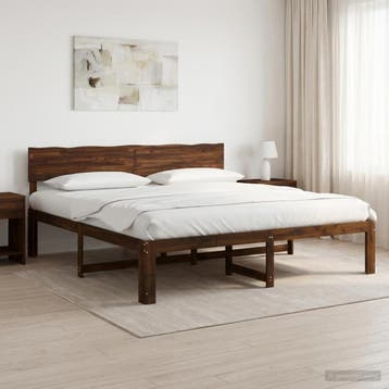 vidaXL Tweepersoonsbed met hoofdeinde ROSTOCK Donkerbruin, Bruin, Verzenden, Hout, Nieuw