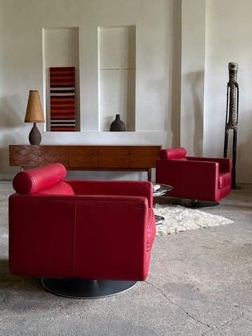 Natuzzi - Fauteuil (2) - Leder, Staal