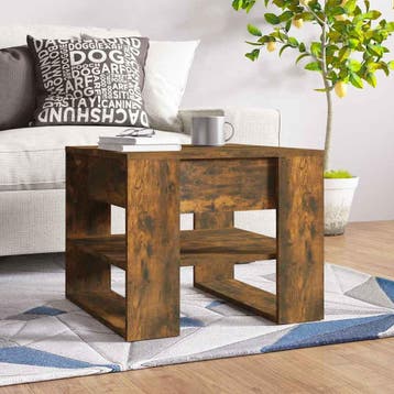 vidaXL Salontafel 55,5x55x45 cm bewerkt hout gerookt, 50 tot 100 cm, Verzenden, Nieuw, 50 tot 100 cm
