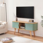 TV meubel Tysvær 120x40x58 cm naturel en blauw [en.casa], Huis en Inrichting, Kasten | Dressoirs, Verzenden, Nieuw