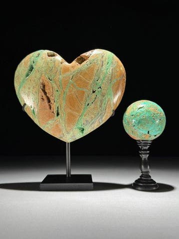 GEEN RESERVEPRIJS - Prachtig paar groene smithsoniet