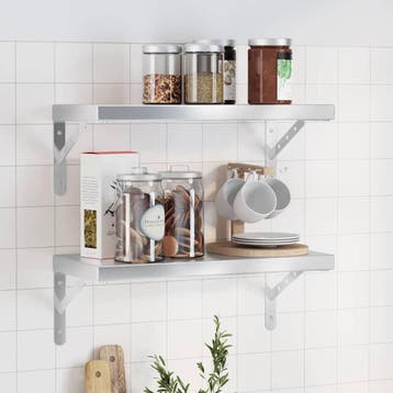 vidaXL Wandschappen 2 st 50x23,5 cm roestvrijstaal, Verzenden, Nieuw