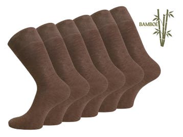 6 paar SQOTTON® Bamboe sokken - Naadloos - Kastanjebruin, Verzenden, Nieuw