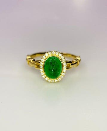 Ring - 14 karaat Geel goud - 1.55ct. tw. Smaragd - Diamant, Nieuw