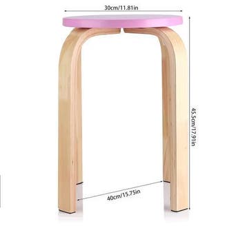 Stapelbare Houten Kruk met Gebogen Design en Antislip, Verzenden, Nieuw