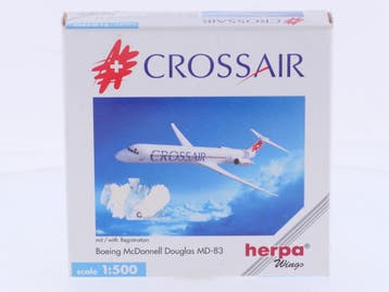 Schaal 1:500 Herpa 507653 Crossair Boeing Mc Donnell Doug..., Ophalen of Verzenden, Zo goed als nieuw