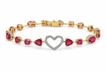Tennis armband - 14 karaat Geel goud, Witgoud - 7.32ct. tw.
