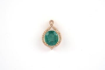 Hanger - 18 karaat Geel goud - 3.10ct. tw. Smaragd - Diamant