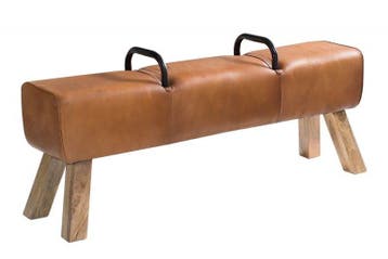 Retro bank TURNBOCK 134cm met echt lederen bekleding, Ophalen of Verzenden, Nieuw