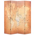 vidaXL Kamerscherm inklapbaar wereldkaart 160x170 cm geel, Verzenden, Nieuw