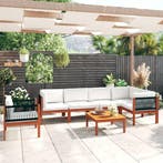 vidaXL 7-delige tuinloungeset met kussens crème 63x63 cm, Verzenden, Nieuw, Hardhout, Loungeset