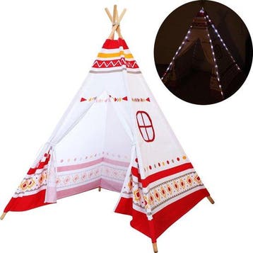 2dekans | Sunny LED Tipi Tent Rood/wit - 60 LED lampjes -, Ophalen of Verzenden, Zo goed als nieuw