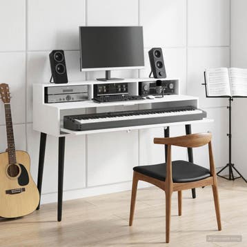 vidaXL studiobureau Wit 110 x 42,5 x 36 cm Bewerkt hout, Verzenden, Nieuw